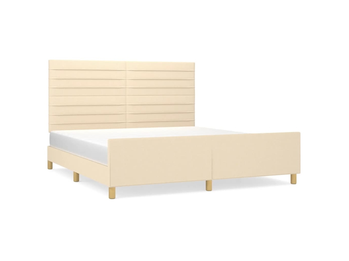 Bed Frame With Headboard, Bed Frames With Headboards Vidaxl Creme Tecido (180 X 200 Cm)