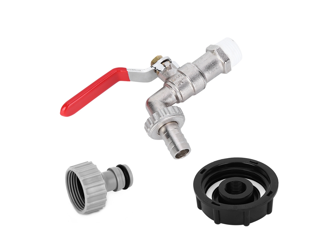 Laxiscreed Adaptador Para Tanque Ibc Com Ligação À Torneira De Jardim E Tampa De Mangueira