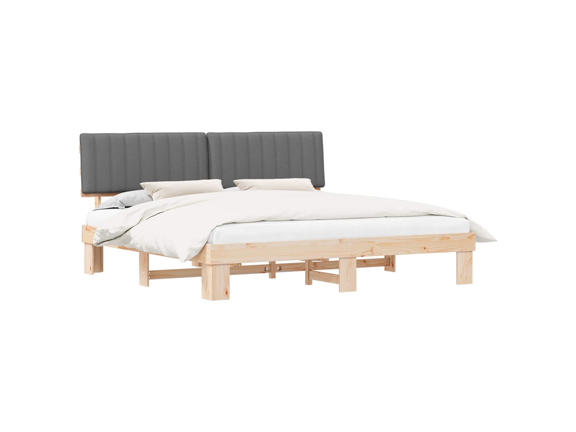 Estrutura de Cama com Cabeceira Estofada Cinzento Claro MAISON EXCLUSIVE