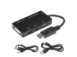 Adaptador Lurelia Cabo Displayport para Hdmi, 1920x1200, 1920x1080, 1080p, 1080i, Com Áudio, Preto