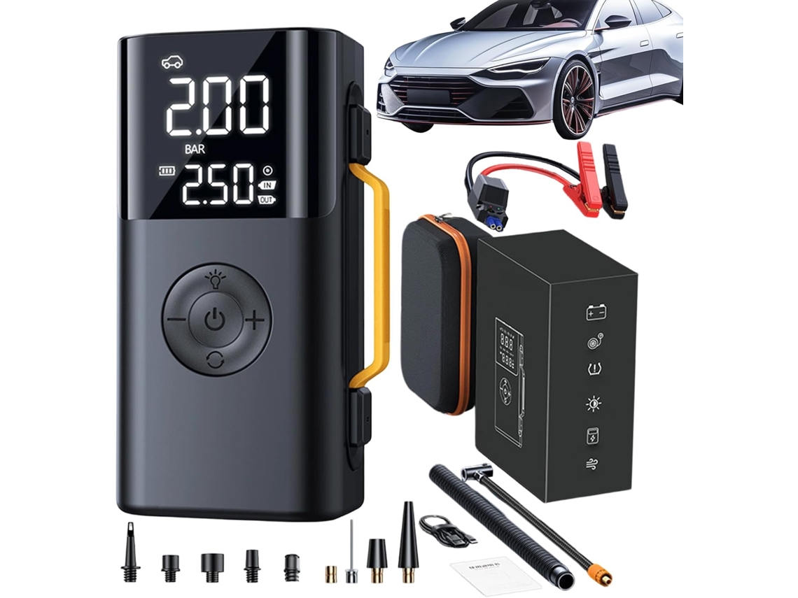 Auxiliar De Partida Portátil Com Compressor De Ar De 10000mah.