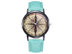 Relógio masculino de quartzo com pulseira de couro PU, mostrador redondo, modelo Zhoulianfa T425 (verde menta)