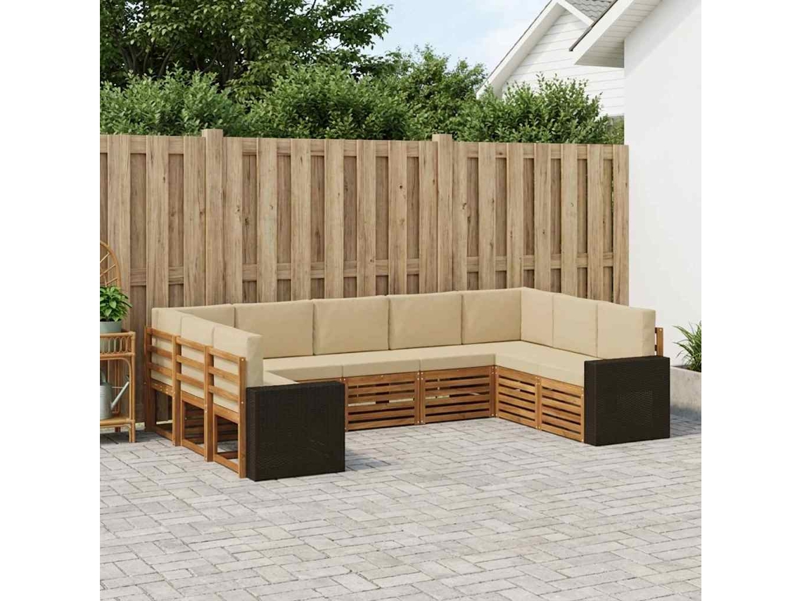 Vidaxl Conjunto De Sofás Para Exterior 9 Unid. Natural E Bege