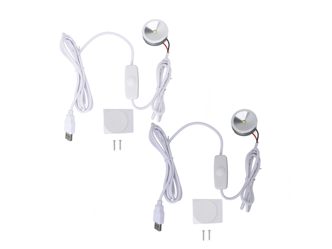 2026 2 Peças de Mini Lâmpada Led Regulável Usb 5v Luz Natural com Cabo de 2m para Gabinetes de Exposição
