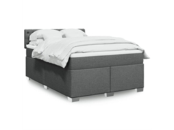 Vidaxl Cama Com Molas/colchão 140x190 Cm Tecido Cinzento-escuro