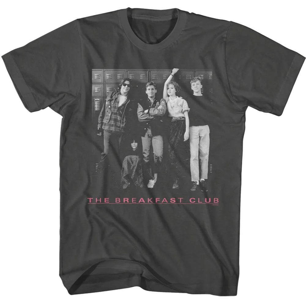 Rockinstone Breakfast Club Movie Bw Locker Photo Solid Smoke Adult T-shirt Size:s