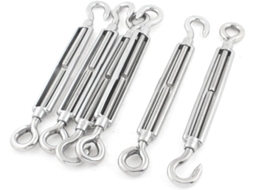 Conjunto de 6 Peças Ferragens Náuticas com Rosca 12 Mm e 300 Comprimento, Incluindo Esticadores CHABERLU