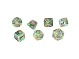 Mali conjunto de 7 Dados Metálicos Poliédricos Brancos com Números para Jogos de Mesa