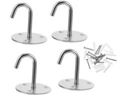Conjunto De 4 Ganchos Teto E Parede Em Aço Inoxidável Para Fixação Na