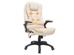 Cadeira de Escritório Massageadora BTFORUS, com aquecimento, ajuste de altura, função reclinável, bege claro e preto