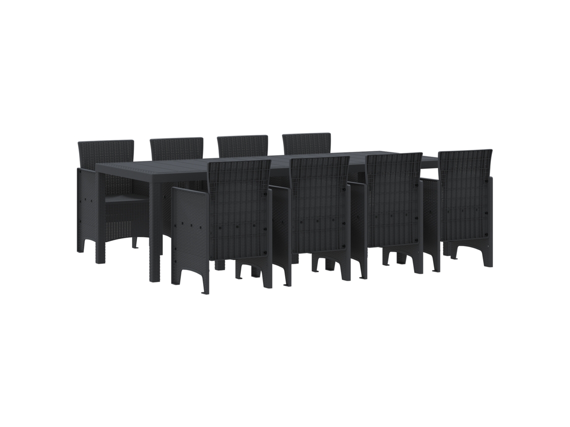 Conjunto 9 Conjunto De Jantar Para Jardim Vidaxl Antracite Polipropileno (250 X 100 X 73 Cm)
