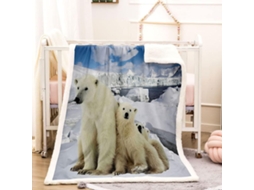 Manta com Estampa de Urso Polar Bra em Microfibra 180x200cm
