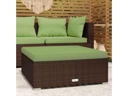 Vidaxl Apoio De Pés P/ Jardim C/ Almofadão 70x70x30cm Vime Pe Castanho