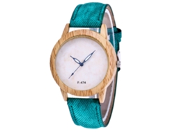 Relógio de Pulseira para Casais com Pulseira de Couro Design Simples Verde