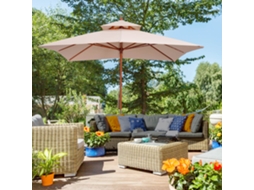 Guarda-sol Triangular 3x3x3 M Para Jardim E Varanda, Com Sistema De Polia E Cobertura Dupla Impermeável, Na Cor Bege - Ideal Para Terraço Externo