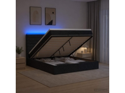 Vidaxl Cama Ottoman Com Colchão E Led Preto 140 X 190 Cm Tecido