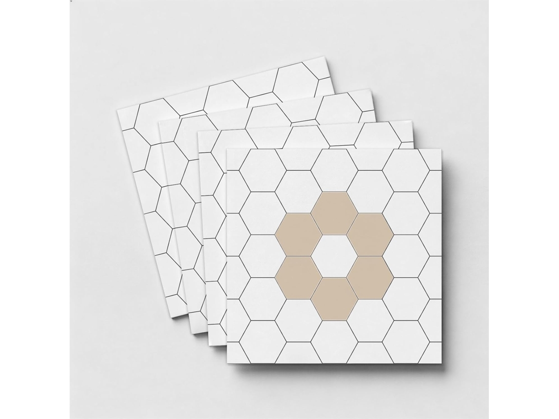 Marrom Branco, Impermeável. Resistente Azulejos Autoadesivos Hexagonais Cozinha, Pvc