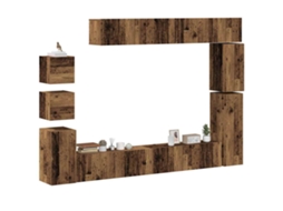 Conjunto De Armário Tv De Parede 9 Pcs Madeira Madeira Velha Dkd Home Decor