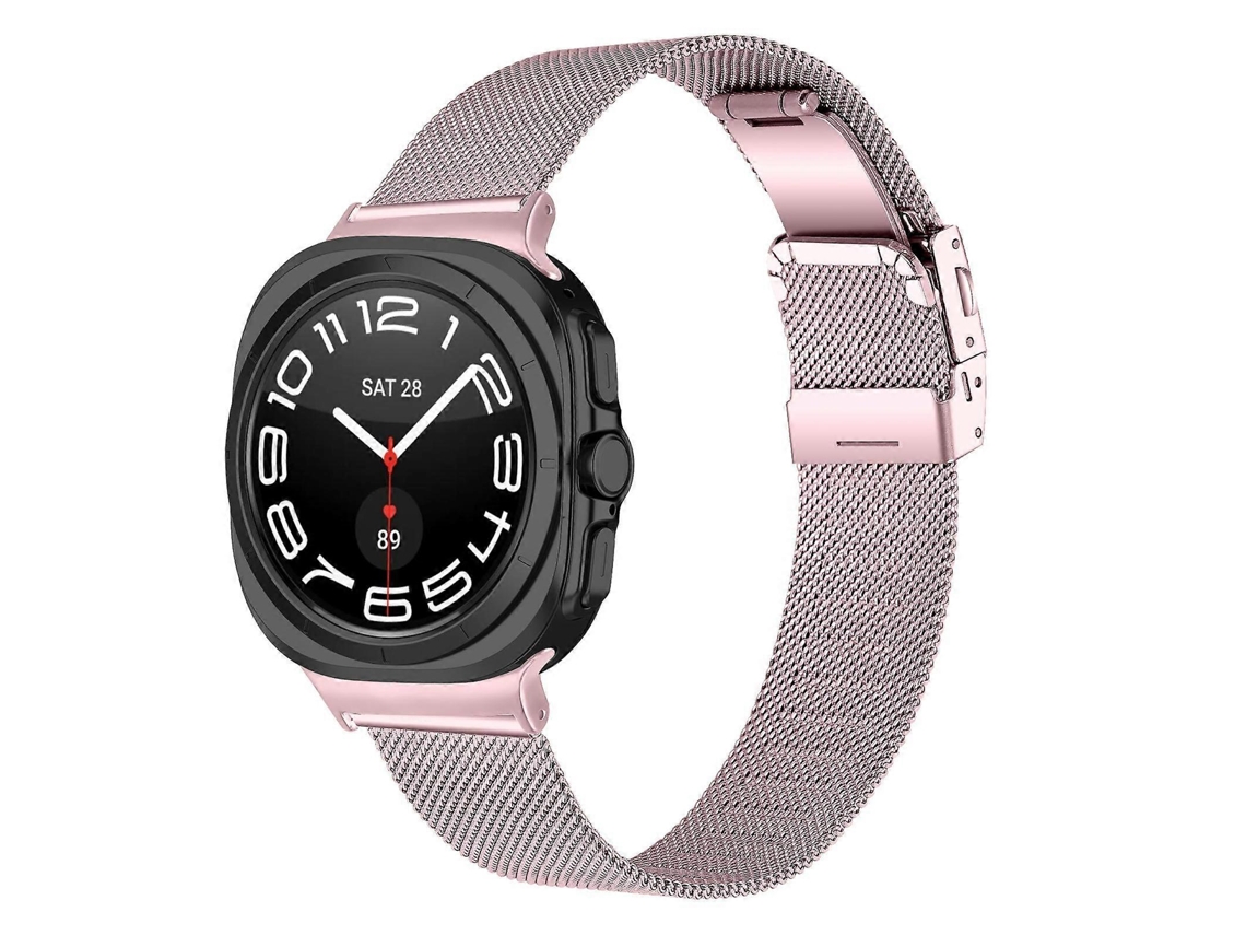 Pulseira De Metal Milanesa Com Fivela De Tartaruga Para Samsung Galaxy Watch Ultra 47mm / Ultra 2025
