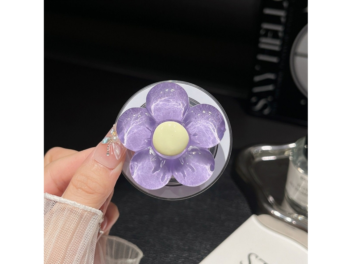 Suporte Magnético Para Celular Com Estampa Floral, Delicado E Moderno, Um Produto Sensação Do Verão No Instagram, Com Parte Traseira Telescópica E Ade