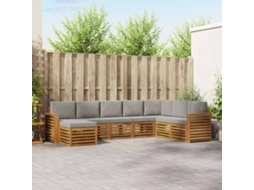 Vidaxl Conjunto De Sofás Para Exterior 8 Unid. Cinza Natural E Claro