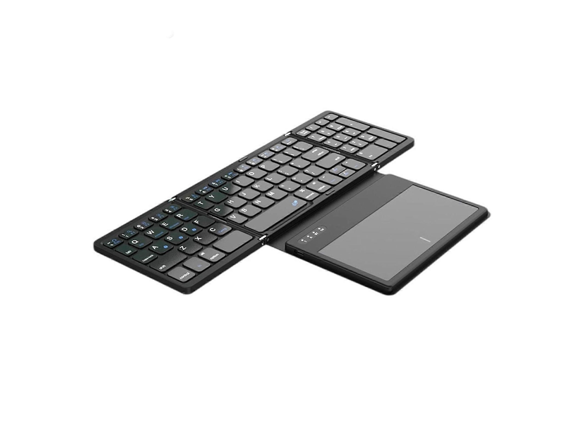 Teclado Ergonômico Sem Fio Bt3.0 Dobrável Com Touchpad Grande E Teclado Numérico Para Tablets E Pcs Everley891