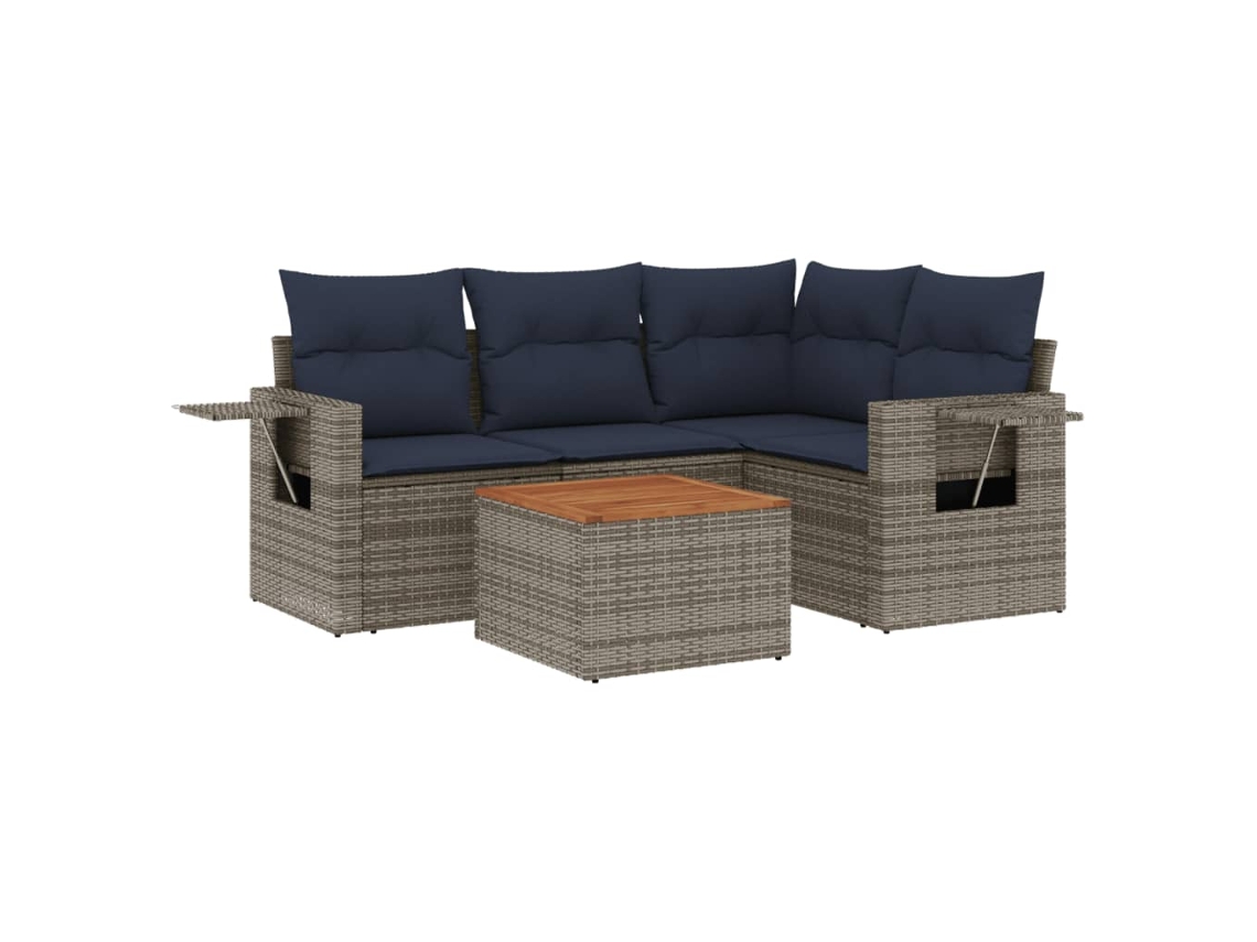 Conjunto de Sofá de Jardim, 5 Peças, Almofadas, Rattan Cinza MAISON EXCLUSIVE