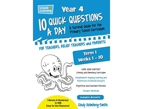 Livro 10 Quick Questions A Day Year 4 Term 1 de Cindy Holmberg-Smith (Inglês)