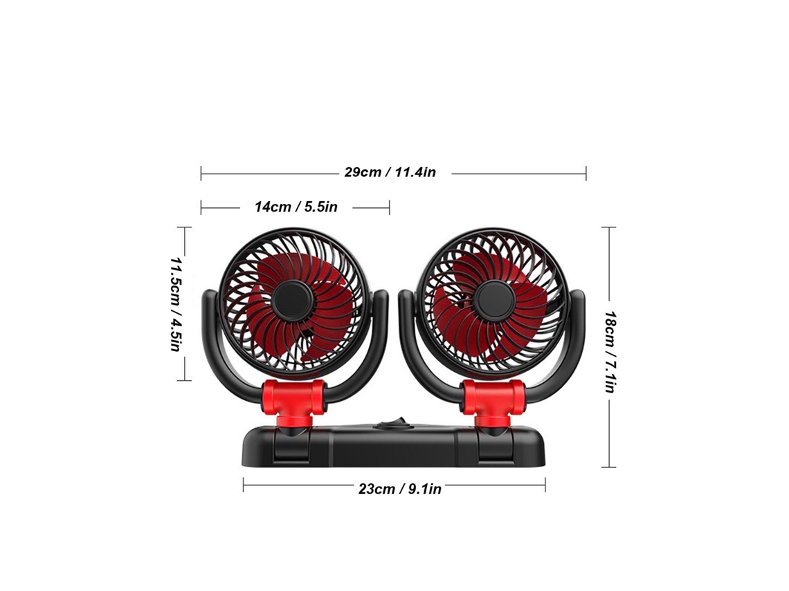 Laxiscreed Ventilador De Carro Dobrável Com Duas Cabeças, 24v, Motor Brushless E Rotação 360°