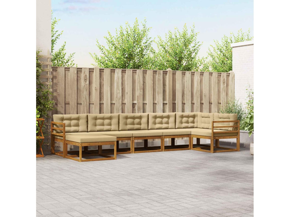 Vidaxl Conjunto De Sofás Para Exterior 7 Unid. Natural E Bege