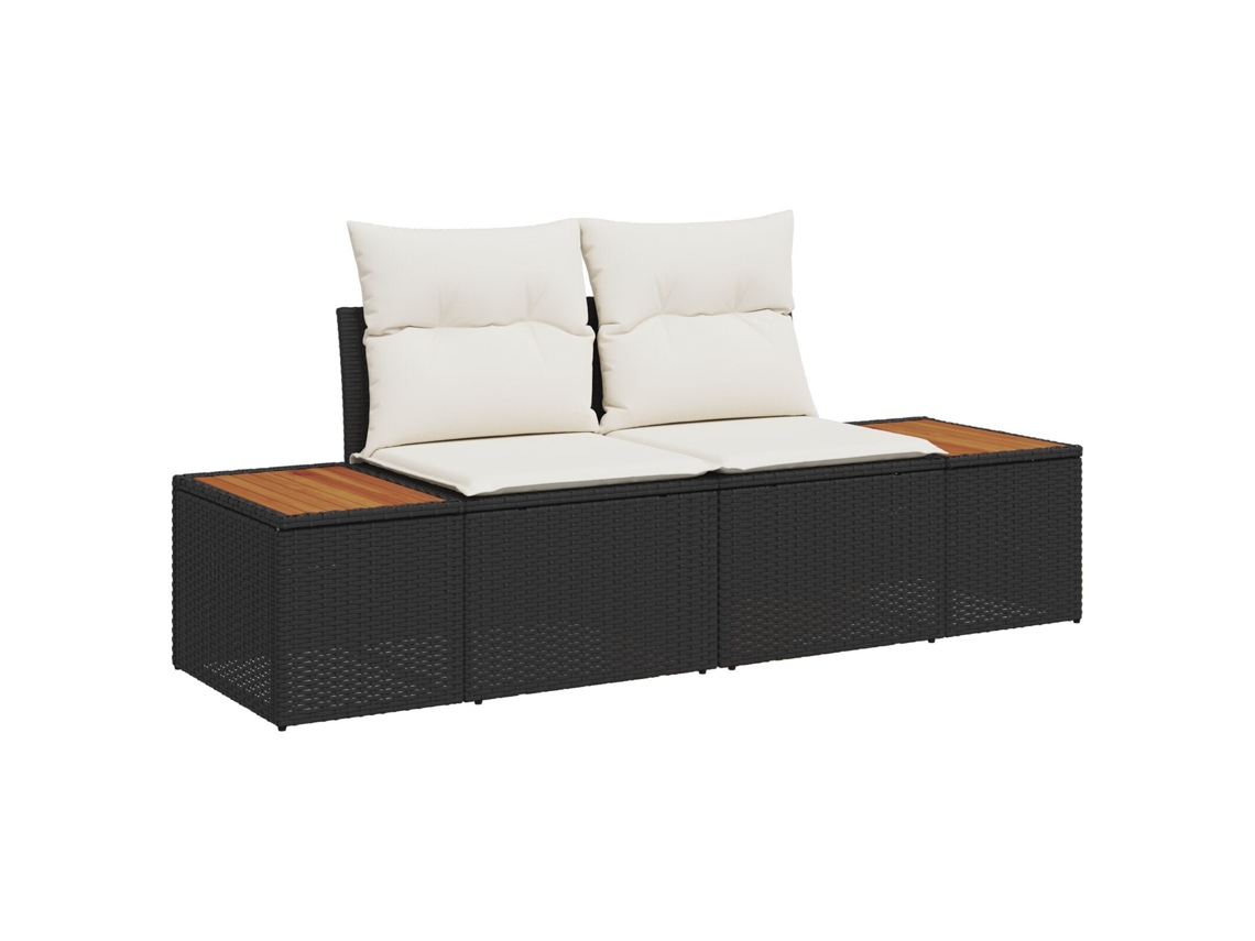 Conjunto 1 Sofá De Jardim Vidaxl Preto Vime Pe (184 X 62 X 85cm)