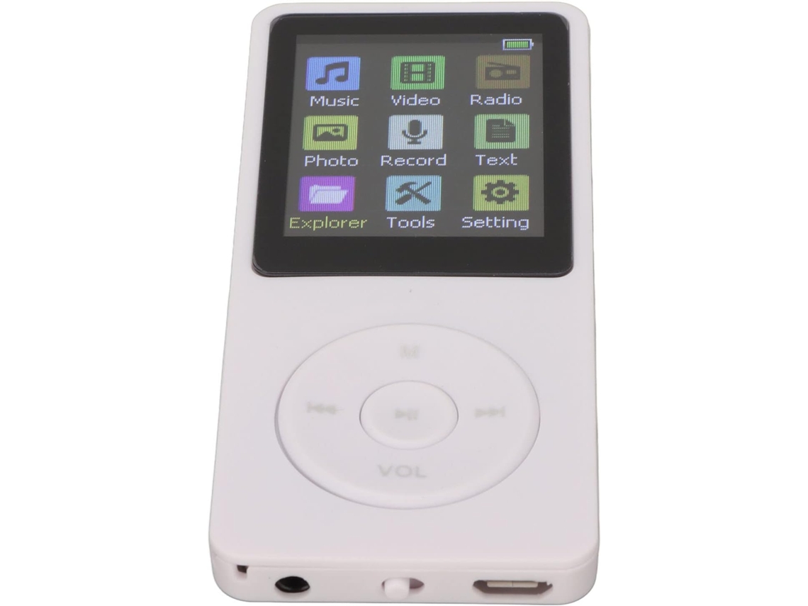 Reprodutor de MP3/MP4, 8 horas de reprodução de música digital portátil, som sem perdas, plugue de carregamento, 32g, preto, 1 (branco)