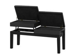 Banco Piano Con Altura Ajustable, Almacenamiento Y Carga Hasta 220kg, Cuero Sintético Negro