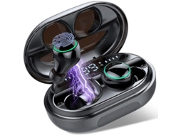 Fones Bluetooth 5.0 Tws 150h 6d Estéreo Cvc8.0 Ipx8 3500mah Led Controle Toque Esportes Preto