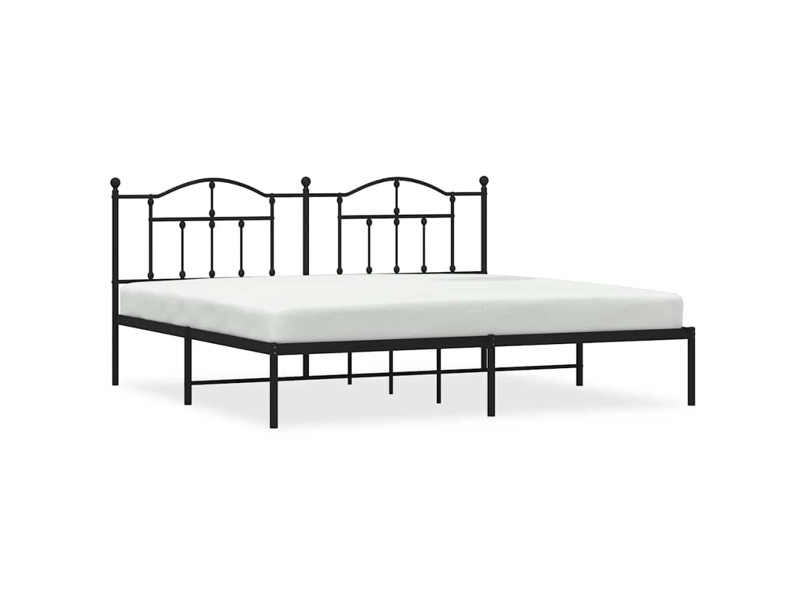 Estrutura de Cama com Cabeceira Metal Preto MAISON EXCLUSIVE 193x203 cm
