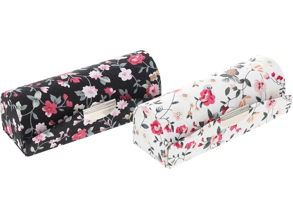 Conjunto De 2 Caixas De Batom Leves E Decorativas Em Tecido Espelhado Branco Para Batom.