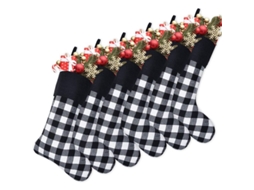 Meias de Natal Xadrez Preto e Branco 18" Nova Line