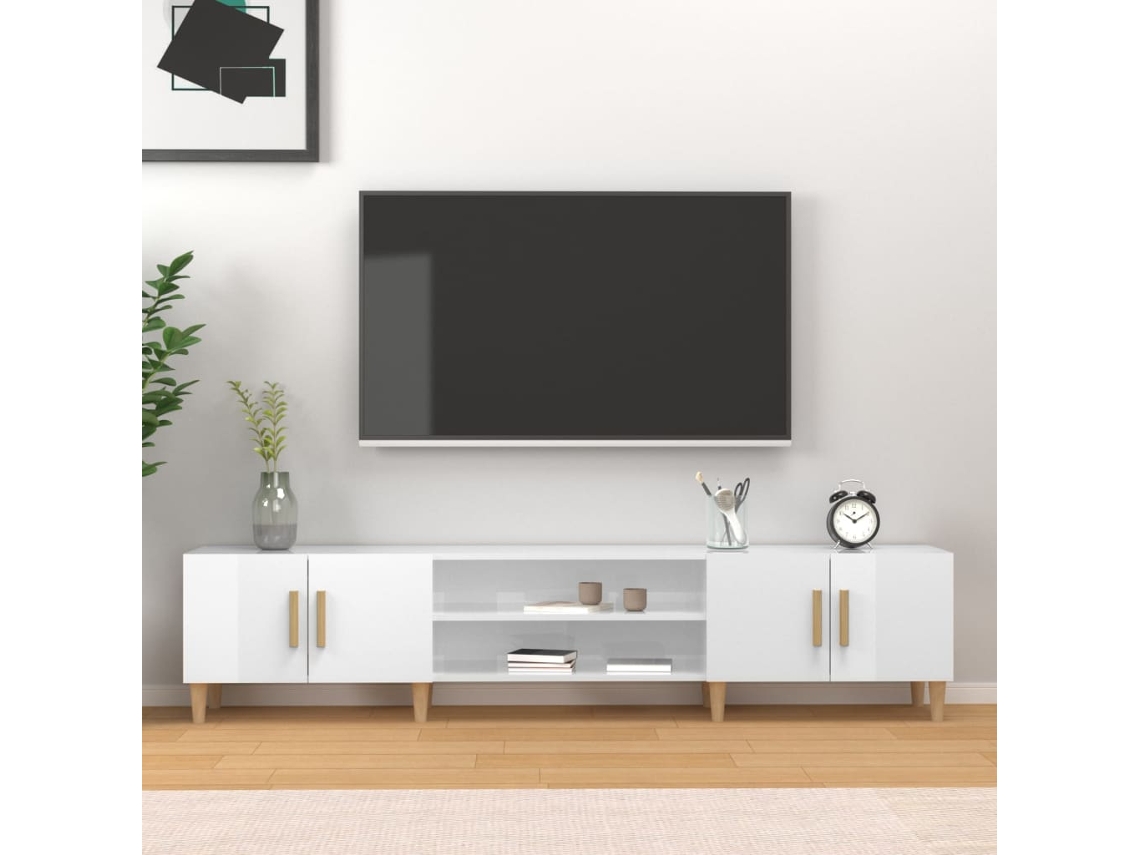 Vidaxl Móvel De Tv 180x31,5x40cm Derivados De Madeira Branco Brilhante