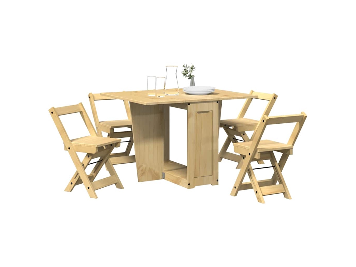 Vidaxl 5 Pcs Conj. Jantar Dobrável Corona Madeira Pinho Castanho-mel