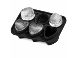 Tabuleiro De Gelo Em Silicone, Coração E Rosa, Preto, 6 Cavidades, Para Alimentos, Flexível