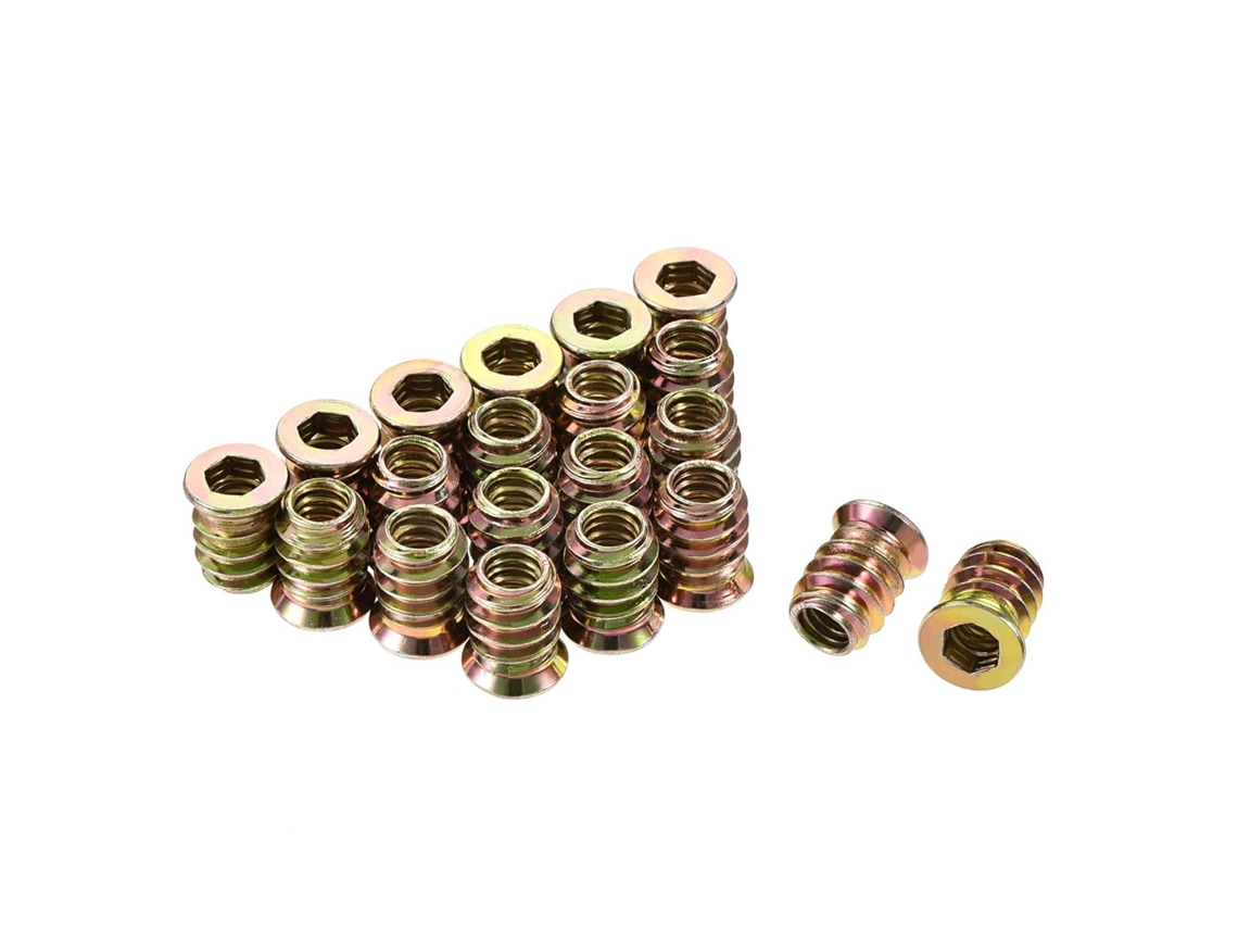 Porcas Roscadas 1/4" 20x15mm, Sextavado, Madeira, 60 Peças CHABERLU