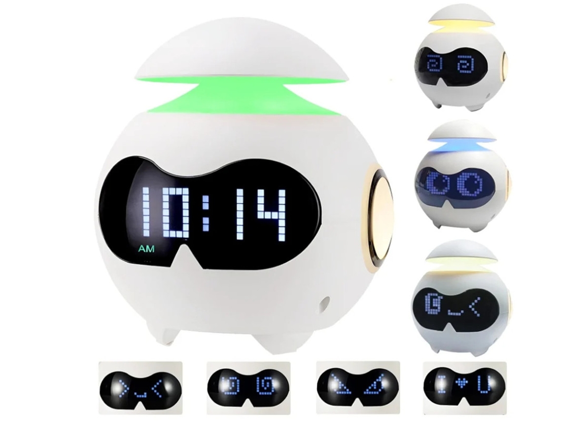 Despertador De Presentes 2024 Com Alarme Duplo Emoções Fofas Coluna Bluetooth Luz Noturna Led De Cabeceira Despertador Digital Para Quarto Bestvite