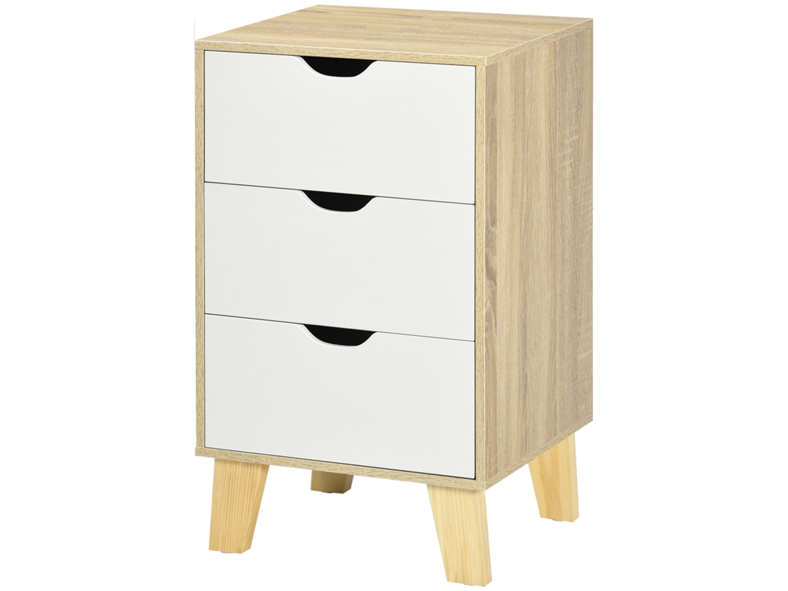 Cômoda 3 Gavetas Base Elevada 40x35x68,5 Cm (estilo Moderno, Natural)