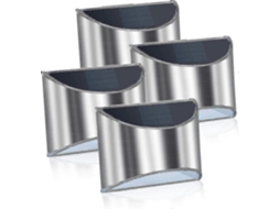 KIT com 4 refletores solares LED, aço inox, IP65, para exteriores AQUAFORGE