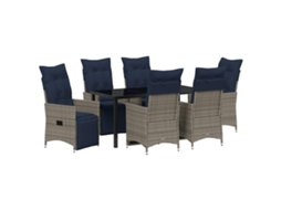 Maison Exclusive - Conjunto De Mesa E Cadeiras 7 Pcs Cinzeto Rattan De Pe