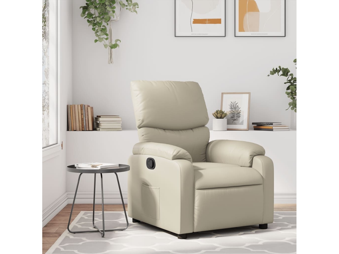 Vidaxl Poltrona Reclinável Couro Artificial Cor Creme