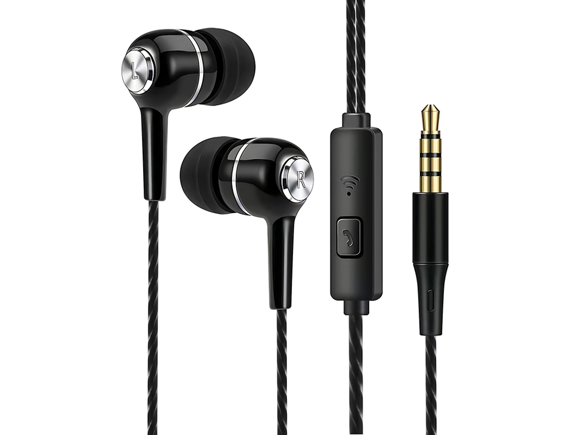 Fones de Ouvido com Fio e Microfone MDUG Estéreo com Graves Potentes (preto)