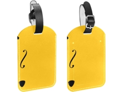 Conjunto De 2 Etiquetas Bagagem Em Couro Sintético Amarelo