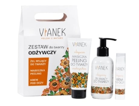 Conjunto De Cuidados Faciais Vianek Gel, Creme Para Os Olhos, Máscara Esfoliante Sylveco