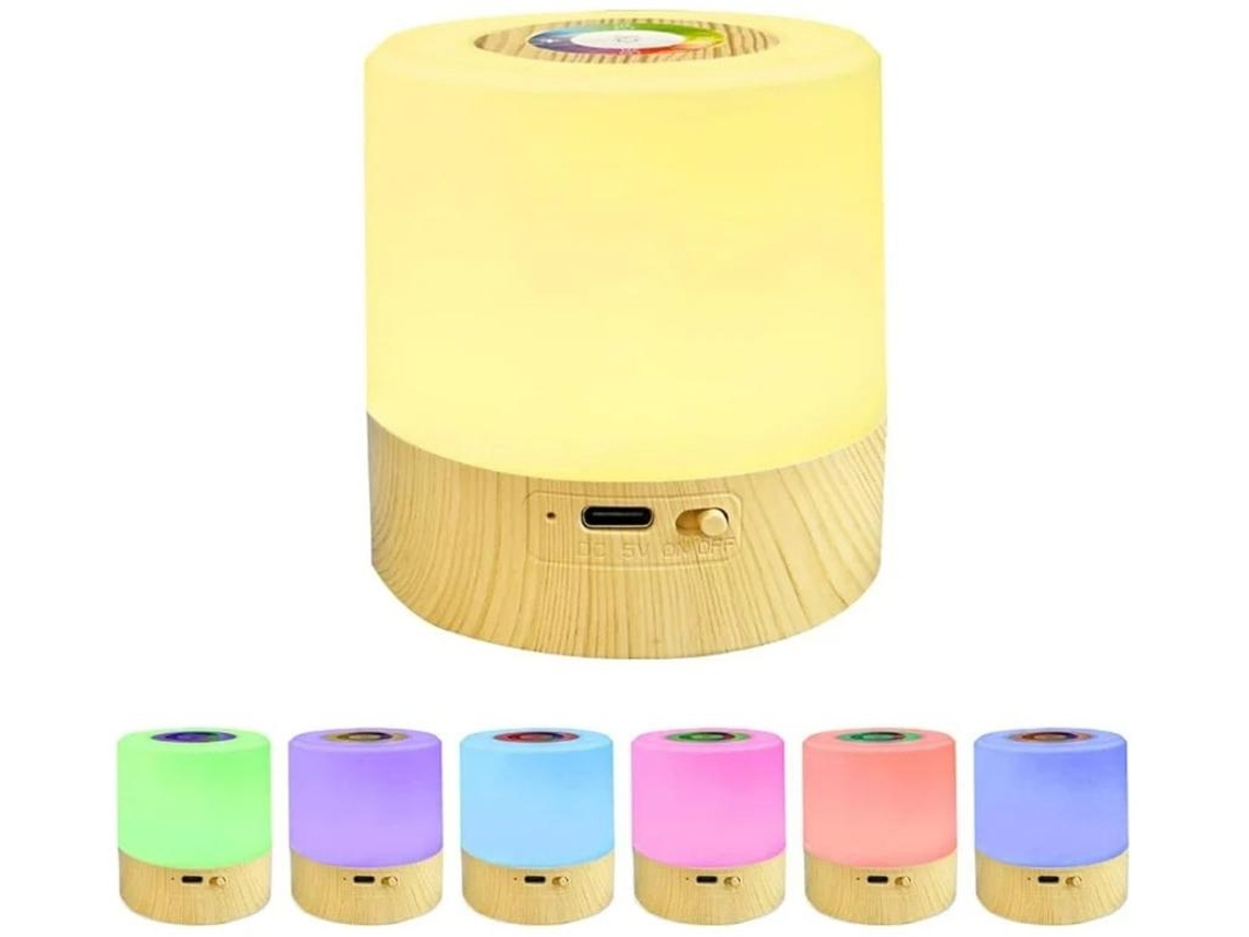 Mini Luz Noturna Yizhood Sy M1 Led Controle De Toque Temporizador De 2/4 Horas Regulável Usb Recarregável Portátil Mudança De Cor Rgb Branco